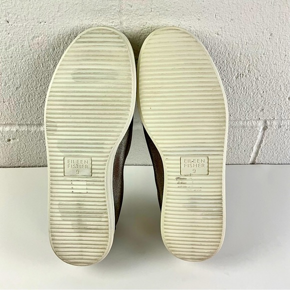 Eileen Fisher Loafers Sydney Slip-On Leather Sulver Sneakers woman Size 9 - Picture 7 of 11